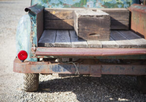 heavy rusted and corroded truck bumper