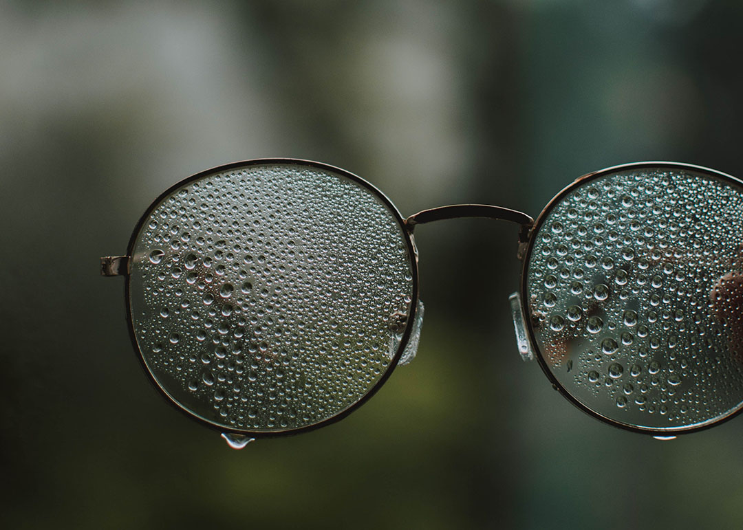 condensation on glasses creating fog